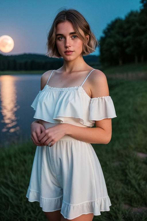 00511-883075969-RAW Photo, Film Grain, Pretty european girl under the moonlight, Soft smile, short hair, long outfit, countryside, lake, at nigh.png